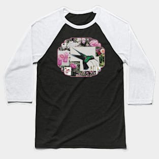 Hummingbird and Flowers Baseball T-Shirt